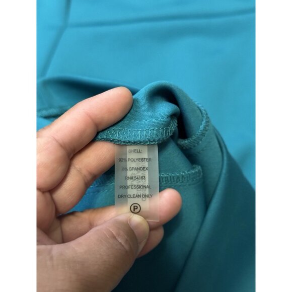 CALVIN KLEIN Green Scuba Sheath Dress Pencil Office Business Classic Career Sz 8 - Picture 3 of 8